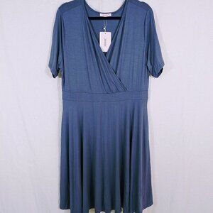 Ahlaray Light Purple Short Sleeve Stretch Dress w/Crossover Neckline Size 2x